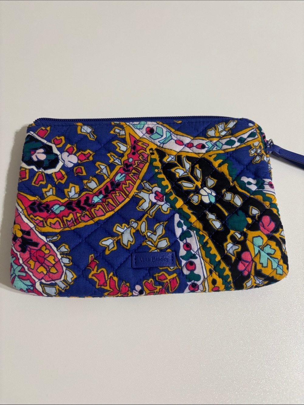 Vera Bradley Blue Quilted Zip Pouch - Romantic Paisley print